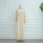 Islamic Clothing Luxury Handmade Abaya 2025 Lace 3D Textured Floral Pearl Beaded Open Abaya Women Muslim Dress 3PCS Abaya Sets
