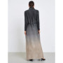 Fold Modest Fashion Pleated Ombre Abaya Gray Beige Gradient Side Button Maxi Islamic Robe Elegant Full-Coverage Outfit 2025