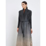 Fold Modest Fashion Pleated Ombre Abaya Gray Beige Gradient Side Button Maxi Islamic Robe Elegant Full-Coverage Outfit 2025