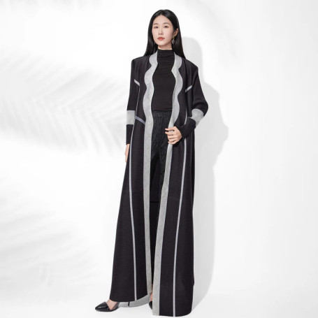 Abaya Miyake Pleated Stretch Robe Cardigan Plisse 2026 Spring Summer New Elegant Long Dress New Plus Size High-end Trench Coat