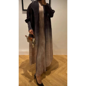 Miyake Fold 2025 Spring/summer New Lapel Collar Lantern Long Sleeve Coat Ladies Original Designer Abaya Fashion Long Coat
