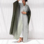 2025 Summer New Fashion Loose Elastic Gradient Colour Long Sleeve Middle East Robe Miyake Chic New Women's Pleated Trench Coat
