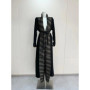 Miyake Pleated Fashion Sate Long Jacket Fall and Winter New Loose Corset Dress Full Sleeves Ethnic Style Abaya
