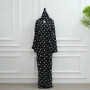 2pcs Polka Dots Abaya Kimono with Hijab Scarf Muslim Set Travel Islamic Outfits Moroccan Kaftan Abayas for Women Dubai Jalabiya