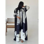 Women Pleated Abaya Muslim Dress Open Stretch Maxi Dresses Cardigan Robe Print Morocco Dubai Kaftan Islam Vestidos Jalabiya