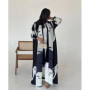 abaya ethnic style print pleated long cape coat miyake Women's spring/Summer 2026 large lapel lace-up cardigan top long