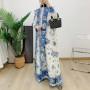 abaya ethnic style print pleated long cape coat miyake Women's spring/Summer 2026 large lapel lace-up cardigan top long
