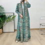 Muslim Women's Elegant Pleated Skirt Abaya Gown plus Size Long Sleeve Fashion Cardigan New Print 2026 Trendy Muslim Clothing