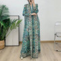 Muslim Women's Elegant Pleated Skirt Abaya Gown plus Size Long Sleeve Fashion Cardigan New Print 2026 Trendy Muslim Clothing