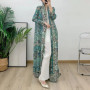 Muslim Women's Elegant Pleated Skirt Abaya Gown plus Size Long Sleeve Fashion Cardigan New Print 2026 Trendy Muslim Clothing