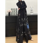 Miyake Pleated Abaya Trench Cardigans Printed Long Sleeve Turn-down Collar Dress Women 2026 Original Designer Caftan Long Coats