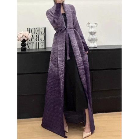 Miyake Pleated Abaya Women Dubai Muslim Caftan Vintage Printed Long Sleeve Morocco 2026 Original Designer Cardigan Long Coats