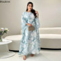 Ramadan Muslim Abaya for Women Print Maxi Dress Morocco Kaftan Dubai Elegant Robe Islamic Arab Party Dresses Vestidos Jalabiya
