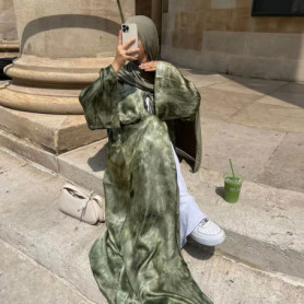 2026 New Abayas for Women Dubai Luxury Tie-dye Printed Kaftan Robe Cardigan Muslim Party Long Dress Kimono Abaya Islamic Clothes
