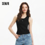 Semir Women's Bowknot Sleeveless Top 2025 Summer New Slim Fit Embroidery Round Neck Basic