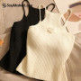 2Colors Summer Sexy Flower Knitted Camisole Women's Solid Color Sleeveless Slim Crop Top