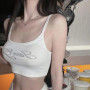 Summer Women Retro Letter Camisole Fashion Y2K Sleeveless Slim Tank Top