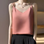 2026 Spaghetti Strap Top Women Halter V Neck Basic White Cami Sleeveless Satin Silk Tank Tops Women's Summer Camisole Crop Top