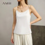 Amii Women's Camisole Top 2026 Summer U-Neck Straight Fit Sleeveless Satin Vest Spaghetti Strap Layering Tank For Women 12622085