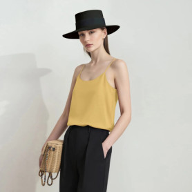 Amii Women's Camisole Top 2026 Summer U-Neck Straight Fit Sleeveless Satin Vest Spaghetti Strap Layering Tank For Women 12622085