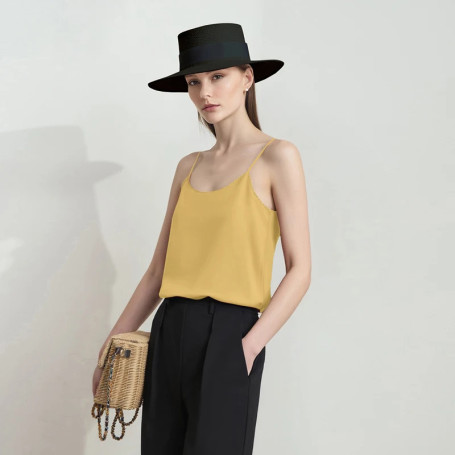 Amii Women's Camisole Top 2026 Summer U-Neck Straight Fit Sleeveless Satin Vest Spaghetti Strap Layering Tank For Women 12622085