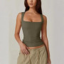 New Women's Vest Tight Square Collar 9-color Sexy Trendy High Street Top Sleeveless Black Suspender Strap White Tank