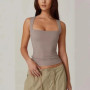 New Women's Vest Tight Square Collar 9-color Sexy Trendy High Street Top Sleeveless Black Suspender Strap White Tank