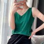 Strap Top Women Halter V Neck Basic White Cami Sleeveless Satin Silk Tank Tops Women'S Summer Camisole