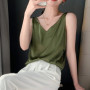 Strap Top Women Halter V Neck Basic White Cami Sleeveless Satin Silk Tank Tops Women'S Summer Camisole