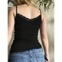 New lace black vest suitable for women's sexy and beautiful solid color design sleeveless top