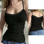 New lace black vest suitable for women's sexy and beautiful solid color design sleeveless top