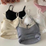 Knit Wear Tank Top Lace Sling Tops Sweet Short Tops Camisole Clothes Slim Short Bow Solid Color For Women Slim Knitted Crop Top