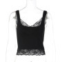 Tossy Black Lace Tank Top For Women V-Neck Backless Streetwear Spaghetti Patchwork Cropped Y2k Top Female Sexy Lace Vest 2026