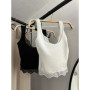 Tossy Black Lace Tank Top For Women V-Neck Backless Streetwear Spaghetti Patchwork Cropped Y2k Top Female Sexy Lace Vest 2026