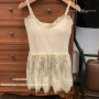Korean Style Sexy Lace Sleeveless Crop Cami Top Women 2026 Summer Mesh Layer Tank Top Y2K Clothes Ruched Skinny Backless T-shirt