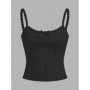 2 pieces summer Fashionable Women's Sleeveless Vests tops going out solid lace solid bow detail Ruffled Straps cable cami top