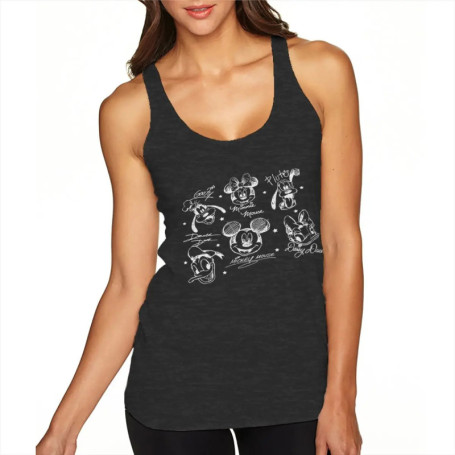 Characters Signatures Graphic Racerback Sexy Tops Vintage Mickey and Friends Tank Top Women Harajuku Classic Casual Tops