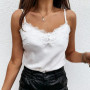Sexy Lace Silk Satin Crop Top Camisole Women Spaghetti Strap Tube Tank Tops Casual Basic White Black Cami Sleeveless Vest Blouse