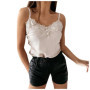 Sexy Lace Silk Satin Crop Top Camisole Women Spaghetti Strap Tube Tank Tops Casual Basic White Black Cami Sleeveless Vest Blouse