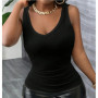 Summer Tanks Camis Women New Summer Solid Sexy Crop Top Hot Girl Sleeveless Casual V-neck Vest Camisole Tees Top Sling Woman