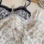 Lace Flower Print Cami Crop Tank Tops Summer Camisole Women's Tube Top Elegant Slim Short Tanks Vest Sexy Y2k Pearl