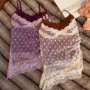 Fashion Lace Dots Fake Two Pieces Camisole Tank Top Slim Fit Lace Slim Crop Top Elastic Streetwear Bra with Pads Cami Beach