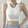 Women Tank Top Built In Bras Women Sports Bras Top With Chest Pads Shockproof Round Neck Crop Top Comfort Camisole