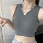 Women Tank Top Built In Bras Women Sports Bras Top With Chest Pads Shockproof Round Neck Crop Top Comfort Camisole