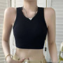 Women Tank Top Built In Bras Women Sports Bras Top With Chest Pads Shockproof Round Neck Crop Top Comfort Camisole