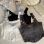 Letter Print Tank Top Women Cotton Bras Hot Girls Streetwear Underwear Built In Bra Small Cup Crop Top Padded Camisole