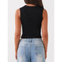 Women Button Down Tank Tops Casual Ribbed Sleeveless Crop Vest Tops Going Out Tops Open Front Fit Dressy Top