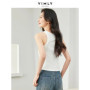 VIMLY White Knit Tank Top for Woman Spring Summer High Strecth Slim Fit Sleeveless Solid Basic Tops Women's Clothing M6698