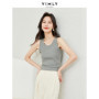 VIMLY White Knit Tank Top for Woman Spring Summer High Strecth Slim Fit Sleeveless Solid Basic Tops Women's Clothing M6698