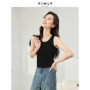 VIMLY White Knit Tank Top for Woman Spring Summer High Strecth Slim Fit Sleeveless Solid Basic Tops Women's Clothing M6698